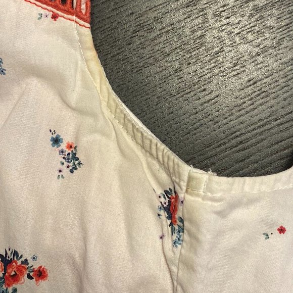 eShakti Floral Print Cotton Lattice Trim Dress - Picture 7 of 10